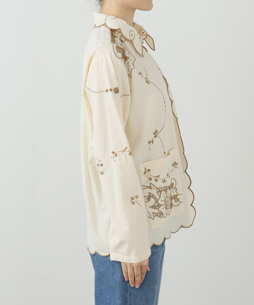 SARA MALLIKA/サラマリカ】COTTON TWILL CUT WORK SHIRT（シャツ