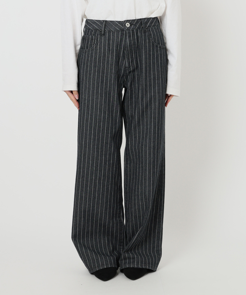 Oriens JOURNAL STANDARD（オリエンス ジャーナルスタンダード）の「ストライプデニム（デニムパンツ・レディース・ブラック/ブルー系その他・36/38）」の9枚目の写真