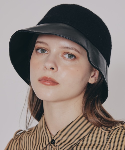REDYAZEL（レディアゼル）の「レザーコンビバケットハット（キャスケット・レディース・ブラウン/ブラック・FREE）」の2枚目の写真