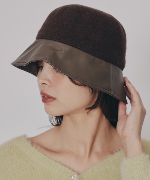 REDYAZEL（レディアゼル）の「レザーコンビバケットハット（キャスケット・レディース・ブラウン/ブラック・FREE）」の3枚目の写真