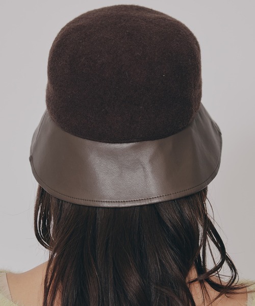 REDYAZEL（レディアゼル）の「レザーコンビバケットハット（キャスケット・レディース・ブラウン/ブラック・FREE）」の5枚目の写真