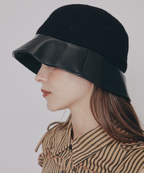 REDYAZEL（レディアゼル）の「レザーコンビバケットハット（キャスケット・レディース・ブラウン/ブラック・FREE）」の8枚目の写真
