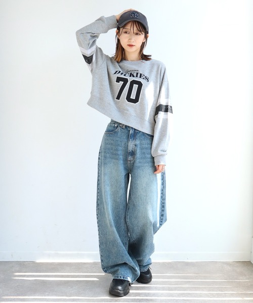 Dickies(ディッキーズ)の「【GENUINE DICKIES/ジェニュインディッキーズ】裏毛 クルーネック ショート丈 スウェット トレーナー(スウェット・レディース・杢グレー/ワインレッド/グリーン・L/M)」の5枚目の写真