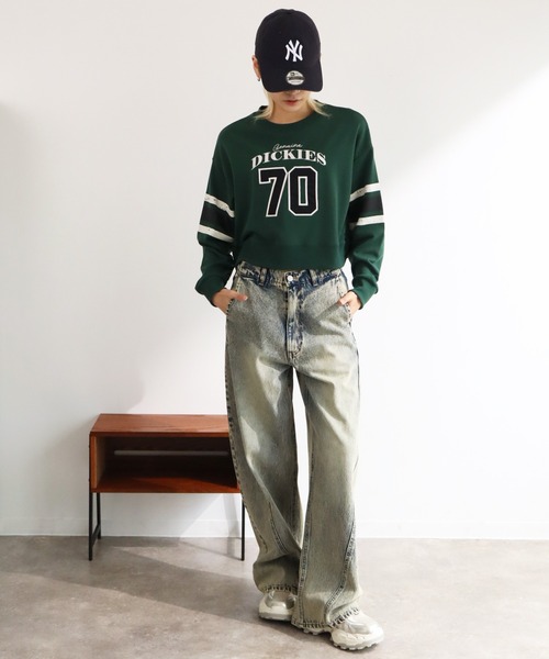 Dickies(ディッキーズ)の「【GENUINE DICKIES/ジェニュインディッキーズ】裏毛 クルーネック ショート丈 スウェット トレーナー(スウェット・レディース・杢グレー/ワインレッド/グリーン・L/M)」の17枚目の写真