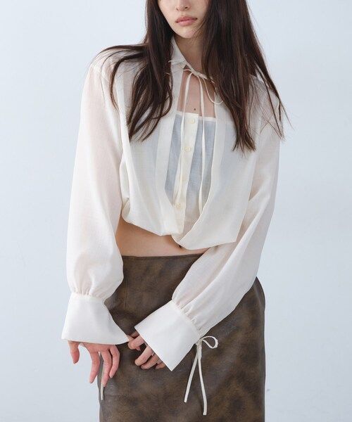 CODE A(コードエー)の「air frame layered shirt(シャツ/ブラウス・レディース・ナチュラル/オフホワイト・00)」の2枚目の写真