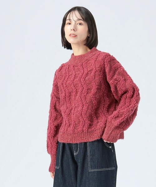 BEAMS HEART(ビームスハート)の「波柄 パイル ニット(ニット/セーター・レディース・ホワイト系その他5/レッド/ブラウン・FREE)」の3枚目の写真