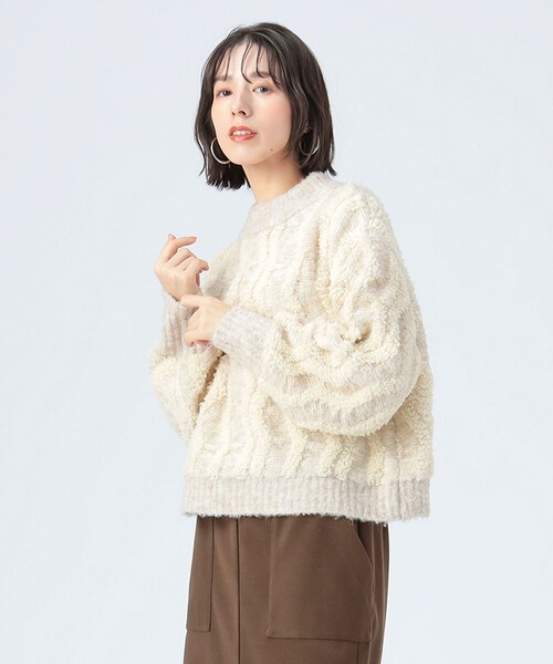 BEAMS HEART(ビームスハート)の「波柄 パイル ニット(ニット/セーター・レディース・ホワイト系その他5/レッド/ブラウン・FREE)」の7枚目の写真