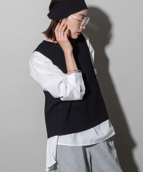 lodie(ロディ)の「2WAY ニットベスト×バックプリーツシャツ セット(その他トップス・レディース・ブラック/グレー・FREE)」の15枚目の写真