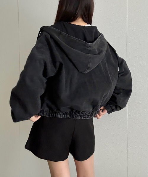 Cham.（チャム）の「ショートデニムパーカー（ブルゾン・レディース・ブラック/ブルー・F）」の3枚目の写真