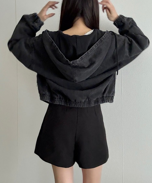 Cham.（チャム）の「ショートデニムパーカー（ブルゾン・レディース・ブラック/ブルー・F）」の4枚目の写真