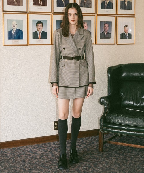 REDYAZEL（レディアゼル）の「【セットアップ可能】グレンチェックダブルジャケット（テーラードジャケット・レディース・カーキ/グレー/ブラウン・FREE）」の14枚目の写真