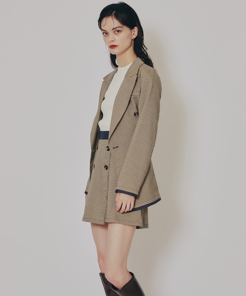 REDYAZEL（レディアゼル）の「【セットアップ可能】グレンチェックダブルジャケット（テーラードジャケット・レディース・カーキ/グレー/ブラウン・FREE）」の22枚目の写真