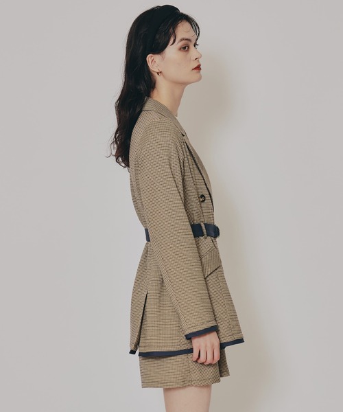 REDYAZEL（レディアゼル）の「【セットアップ可能】グレンチェックダブルジャケット（テーラードジャケット・レディース・カーキ/グレー/ブラウン・FREE）」の20枚目の写真