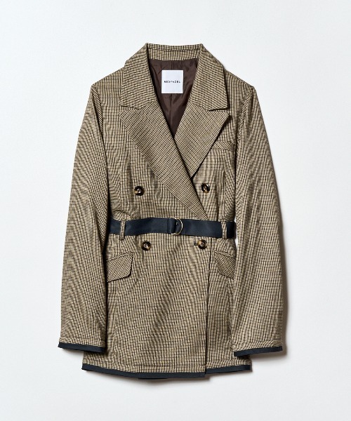 REDYAZEL（レディアゼル）の「【セットアップ可能】グレンチェックダブルジャケット（テーラードジャケット・レディース・カーキ/グレー/ブラウン・FREE）」の17枚目の写真