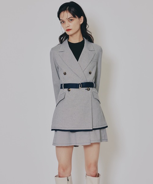 REDYAZEL（レディアゼル）の「【セットアップ可能】グレンチェックダブルジャケット（テーラードジャケット・レディース・カーキ/グレー/ブラウン・FREE）」の11枚目の写真