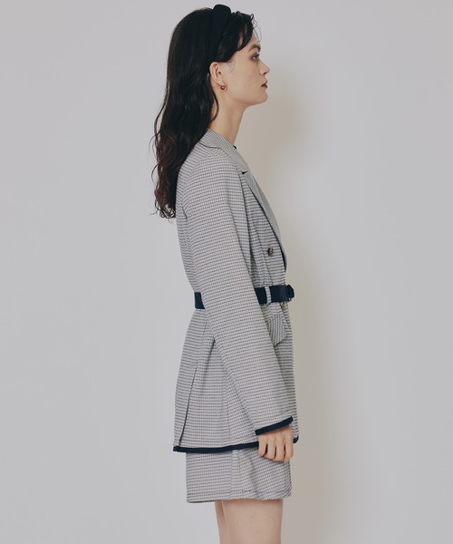 REDYAZEL（レディアゼル）の「【セットアップ可能】グレンチェックダブルジャケット（テーラードジャケット・レディース・カーキ/グレー/ブラウン・FREE）」の9枚目の写真
