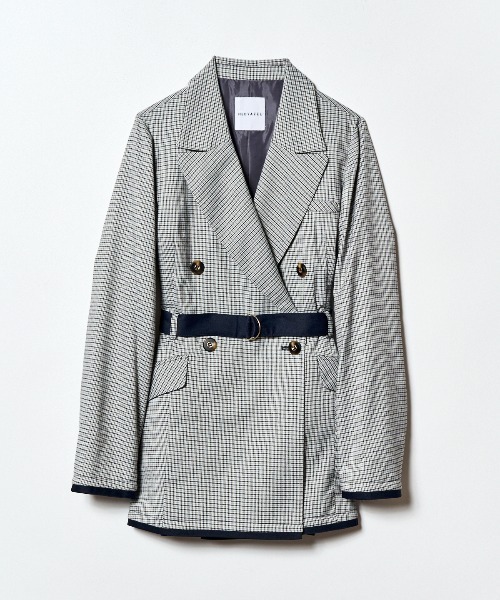 REDYAZEL（レディアゼル）の「【セットアップ可能】グレンチェックダブルジャケット（テーラードジャケット・レディース・カーキ/グレー/ブラウン・FREE）」の13枚目の写真