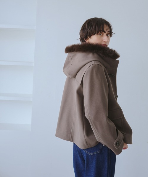 ROPE' PICNIC（ロペピクニック）の「ジャージーメルトンシリーズ ファー付きショートダッフルコート/リンクコーデ（ダッフルコート・レディース・ネイビー/キナリ/ブラウン系その他3・M/L）」の15枚目の写真