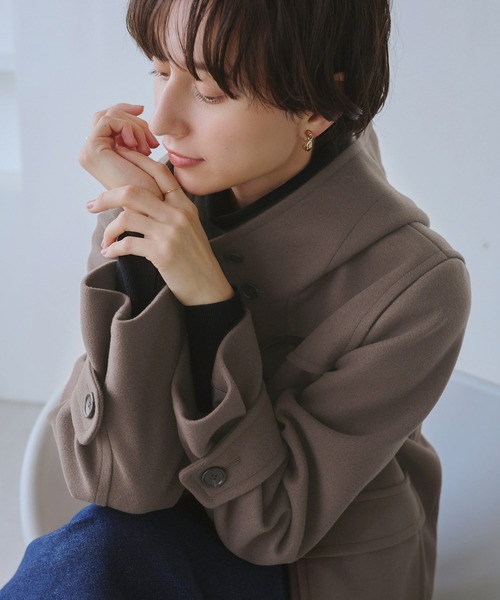ROPE' PICNIC（ロペピクニック）の「ジャージーメルトンシリーズ ファー付きショートダッフルコート/リンクコーデ（ダッフルコート・レディース・ネイビー/キナリ/ブラウン系その他3・M/L）」の6枚目の写真