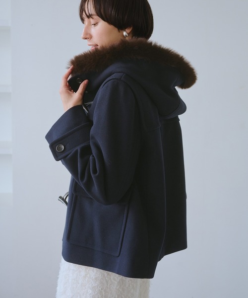 ジャージメルトンファー付きダッフルコート/リンクコーデ