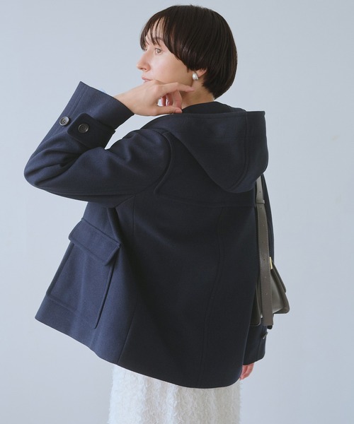 ROPE' PICNIC（ロペピクニック）の「ジャージーメルトンシリーズ ファー付きショートダッフルコート/リンクコーデ（ダッフルコート・レディース・ネイビー/キナリ/ブラウン系その他3・M/L）」の4枚目の写真