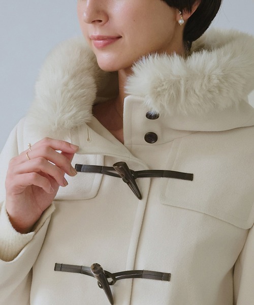 【タグ付新品】ユニバーサルプロダクツ　コート　ヘンプ混（白いネップ混） 大きいサイズ＞フェイクファーフードダッフルコート marun 通販