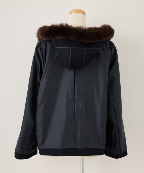 ジャージメルトンファー付きダッフルコート/リンクコーデ