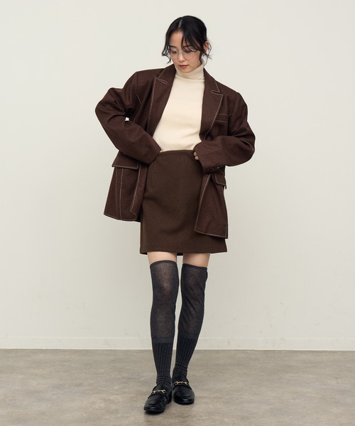 NOGLE（ノグル）の「【NOGLE/ノグル】ステッチテーラードジャケット（テーラードジャケット・レディース・チャコール/ブラウン・FREE）」の9枚目の写真