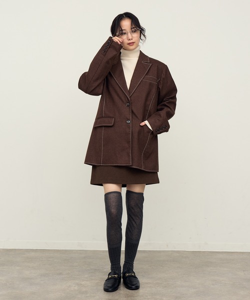 NOGLE（ノグル）の「【NOGLE/ノグル】ステッチテーラードジャケット（テーラードジャケット・レディース・チャコール/ブラウン・FREE）」の8枚目の写真