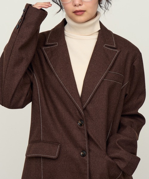 NOGLE（ノグル）の「【NOGLE/ノグル】ステッチテーラードジャケット（テーラードジャケット・レディース・チャコール/ブラウン・FREE）」の10枚目の写真