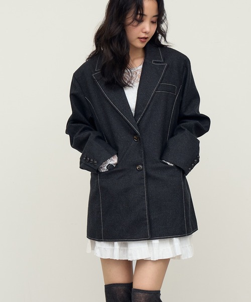 NOGLE（ノグル）の「【NOGLE/ノグル】ステッチテーラードジャケット（テーラードジャケット・レディース・チャコール/ブラウン・FREE）」の21枚目の写真