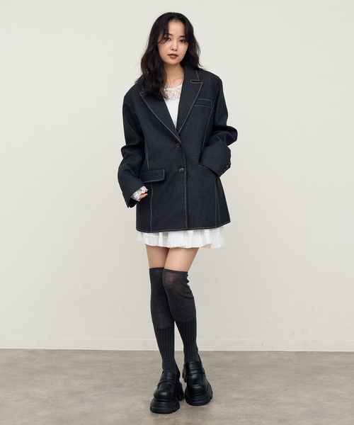 NOGLE（ノグル）の「【NOGLE/ノグル】ステッチテーラードジャケット（テーラードジャケット・レディース・チャコール/ブラウン・FREE）」の20枚目の写真