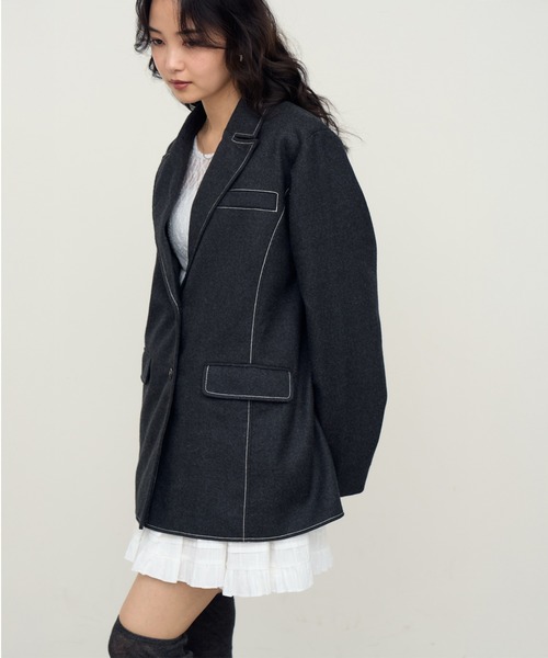 NOGLE（ノグル）の「【NOGLE/ノグル】ステッチテーラードジャケット（テーラードジャケット・レディース・チャコール/ブラウン・FREE）」の18枚目の写真