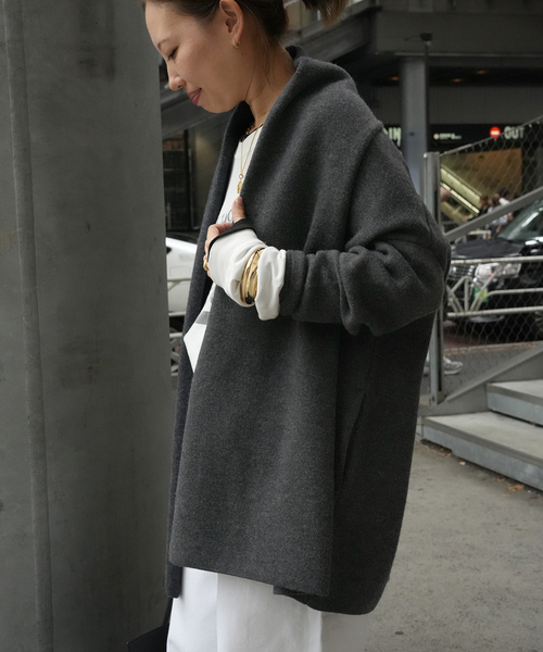 ドゥーズィエムクラス スムースニットショートガウン スムース ニットガウン ショートコート（その他ブルゾン