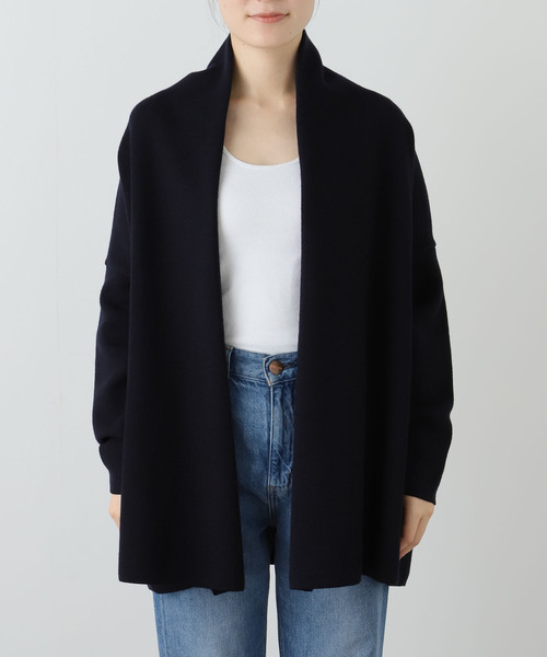 美品 ドゥーズィエムクラス 定価3.7万 ウール スムースニットショートガウン スムース ニットガウン ショートコート（その他アウター