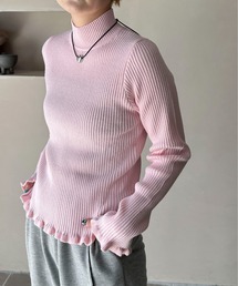 PILIT | ウェ―ブフリル リブニットトップス(ニット/セーター)