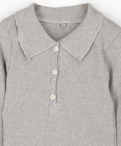 BASERANGE（ベースレンジ）の「Baserange/ベースレンジ DUAL LONG SLEEVE TEE / TTDLS-RCR-WI25 / ロングスリーブ ポロニット（ニット/セーター・レディース・グレー・SMALL）」の6枚目の写真