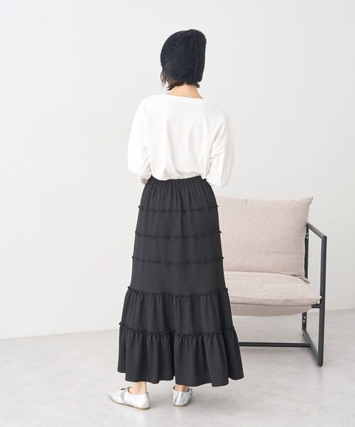 earth music&ecology（アースミュージックアンドエコロジー）の「フェザービーニー（ニットキャップ/ビーニー・レディース・ブラック/アイボリー・F）」の14枚目の写真