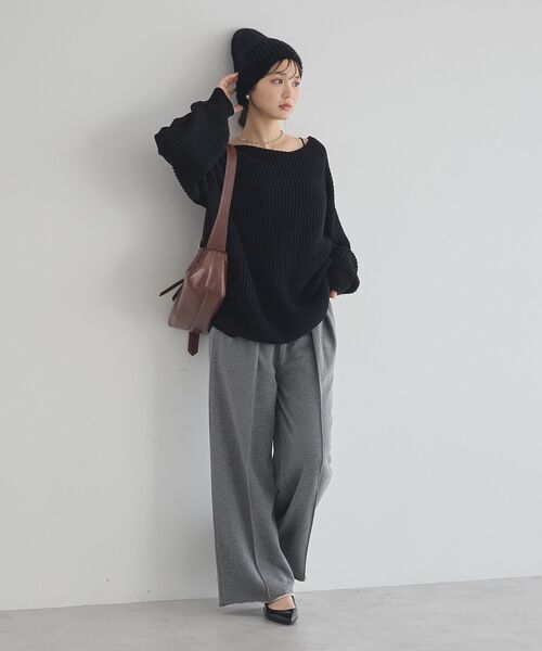 earth music&ecology（アースミュージックアンドエコロジー）の「フェザービーニー（ニットキャップ/ビーニー・レディース・ブラック/アイボリー・F）」の16枚目の写真