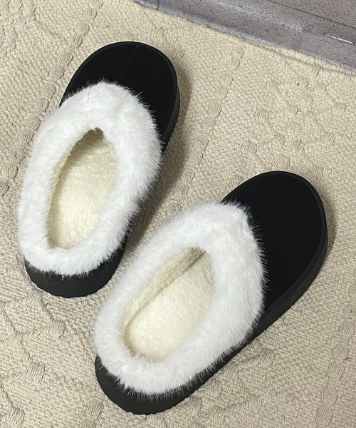 NANEA(ナネア)の「厚底フェイクムートンスリッポン(スリッポン・レディース・ブラック/アイボリー/キャメル・SMALL/MEDIUM/LARGE)」の6枚目の写真