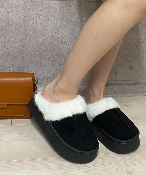 NANEA(ナネア)の「厚底フェイクムートンスリッポン(スリッポン・レディース・ブラック/アイボリー/キャメル・SMALL/MEDIUM/LARGE)」の11枚目の写真