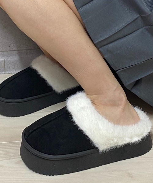 NANEA(ナネア)の「厚底フェイクムートンスリッポン(スリッポン・レディース・ブラック/アイボリー/キャメル・SMALL/MEDIUM/LARGE)」の5枚目の写真