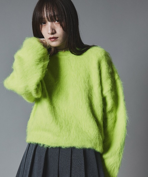 モヘア シャギー ショート ニット トップス / Mohair Shaggy