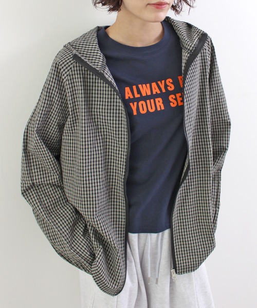 ABYS（アビス）の「チェックシャツブルゾン/フーディー（ブルゾン・レディース・ブラウン/ブラック/ブルー・FREE）」の6枚目の写真