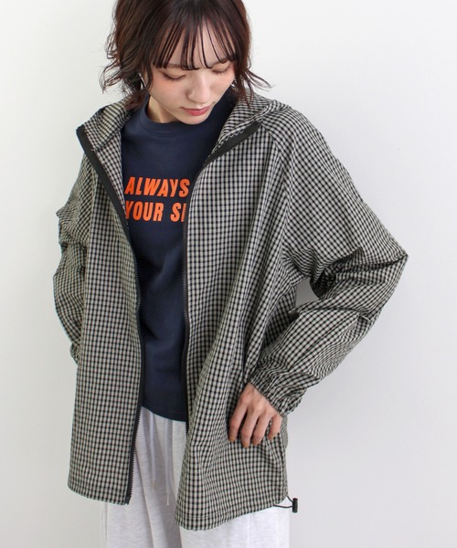 ABYS（アビス）の「チェックシャツブルゾン/フーディー（ブルゾン・レディース・ブラウン/ブラック/ブルー・FREE）」の7枚目の写真