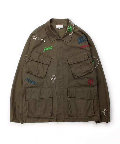 Universal Style Wear（ユニバーサルスタイルウェア）の「Universal Style Wear "ラクガキ" ファティーグシャツ（シャツ/ブラウス・メンズ・ブラック/グレイッシュベージュ/カーキ/スミクロ・MEDIUM/LARGE/X-LARGE）」の14枚目の写真