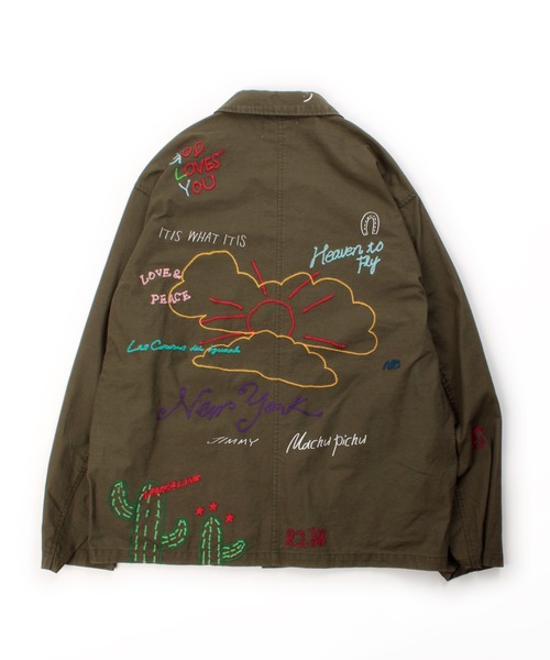 Universal Style Wear（ユニバーサルスタイルウェア）の「Universal Style Wear "ラクガキ" ファティーグシャツ（シャツ/ブラウス・メンズ・ブラック/グレイッシュベージュ/カーキ/スミクロ・MEDIUM/LARGE/X-LARGE）」の13枚目の写真