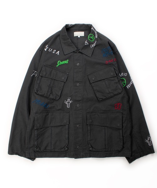 Universal Style Wear（ユニバーサルスタイルウェア）の「Universal Style Wear "ラクガキ" ファティーグシャツ（シャツ/ブラウス・メンズ・ブラック/グレイッシュベージュ/カーキ/スミクロ・MEDIUM/LARGE/X-LARGE）」の7枚目の写真