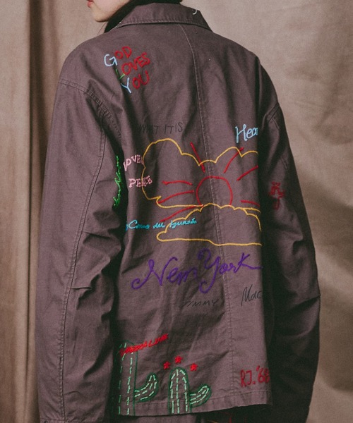 Universal Style Wear（ユニバーサルスタイルウェア）の「Universal Style Wear "ラクガキ" ファティーグシャツ（シャツ/ブラウス・メンズ・ブラック/グレイッシュベージュ/カーキ/スミクロ・MEDIUM/LARGE/X-LARGE）」の18枚目の写真