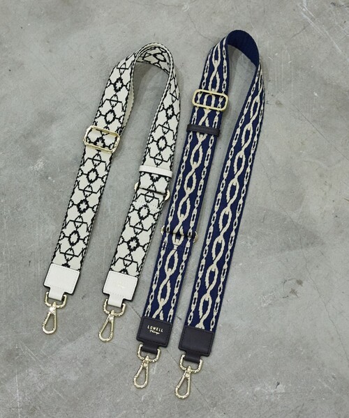 LOWELL things（ロウェル　シングス）の「【単品】テープショルダー/オリジナル柄（ゴールド金具）（ショルダーバッグ・レディース・ネイビー/アイボリー・フリー）」の10枚目の写真